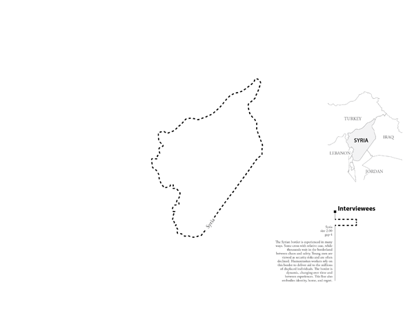 Figure 12. Aggregated map on the third page of aggregated map series. When paired with the small multiples (Figure 11), the aggregated map is meant to show an overview that typifies the border symbolization in the small multiples. Similar to Mohanty’s (2003, 503) “common difference,” this contrasting pairing simultaneously recognizes the individual and the multiplicity of experiences in aggregation.