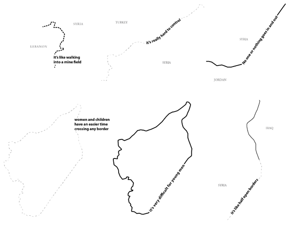 Figure 13. Differing line symbolization based on Mohammed’s and Adiba's description of each border.