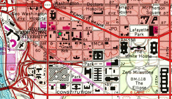 Figure 3. Extract from a USGS 1:24,000 map (Washington West quadrangle, 7.5 minute series), from 1965.