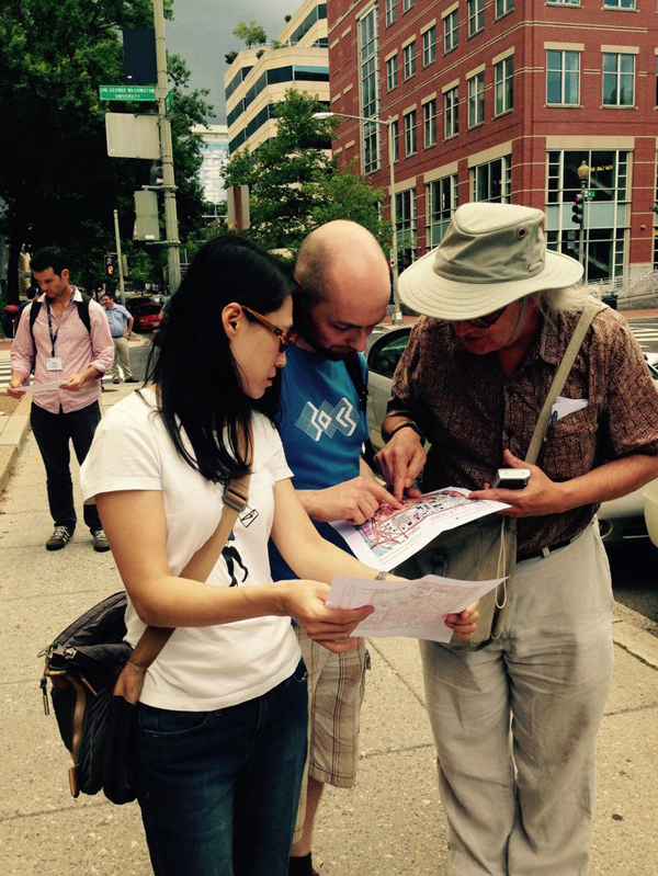 Figure 10. An image from the “Group Members” category, showing participants from Group 2 consulting their USGS map.