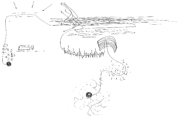 Figure 10. Cristina’s first map-score, from the Jefferson Memorial to the George Mason Memorial.