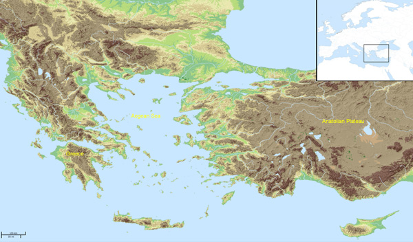 Figure 1. Map of western Anatolia, from the Ancient World Mapping Center’s Antiquity À-la-carte.
