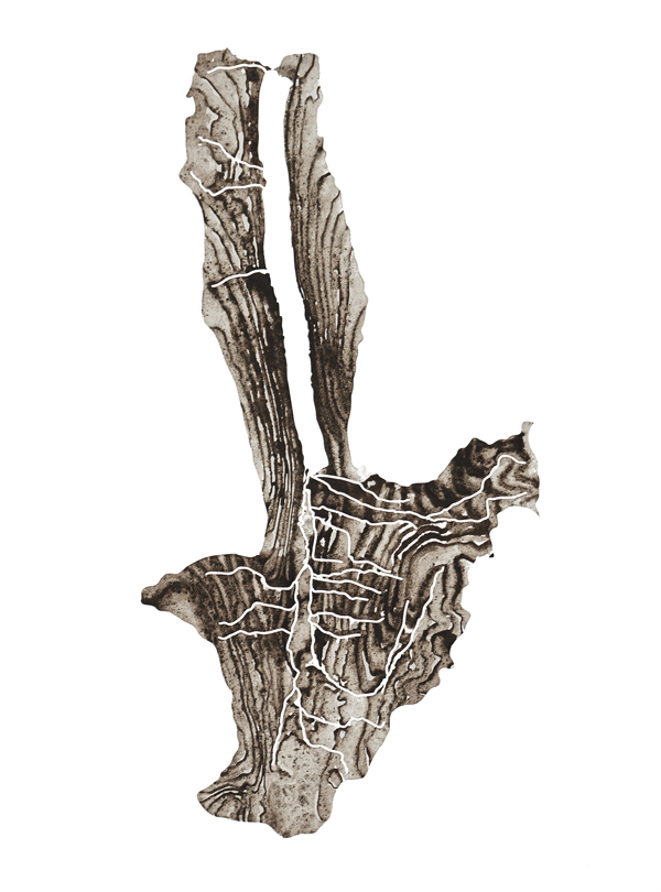 Canadice Lake, 2017. 5in × 11in, ground rock, water, and gum arabic on paper.