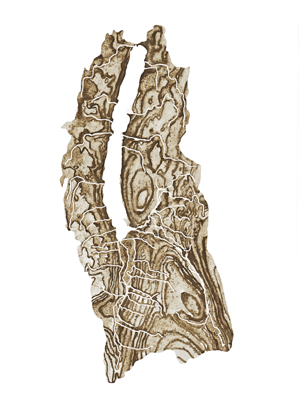 Hemlock Lake, 2017. 5in × 11in, ground rock, water, and gum arabic on paper.