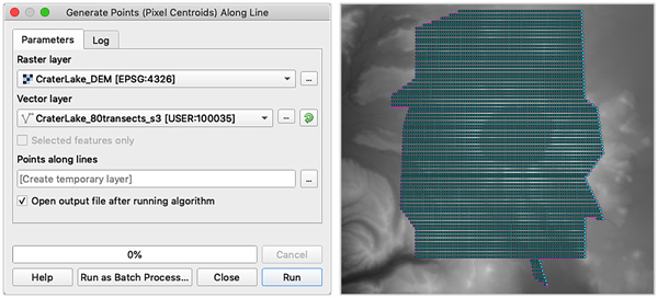 Figure 10. This specific tool generates one sample point per raster grid cell, which is often overkill and can produce an unnecessarily large file size. Proceed with caution.