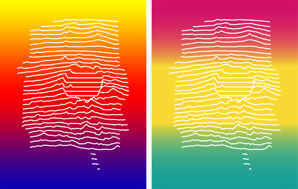 Figure 17. Background gradients created in Photoshop (left) and Illustrator (right).