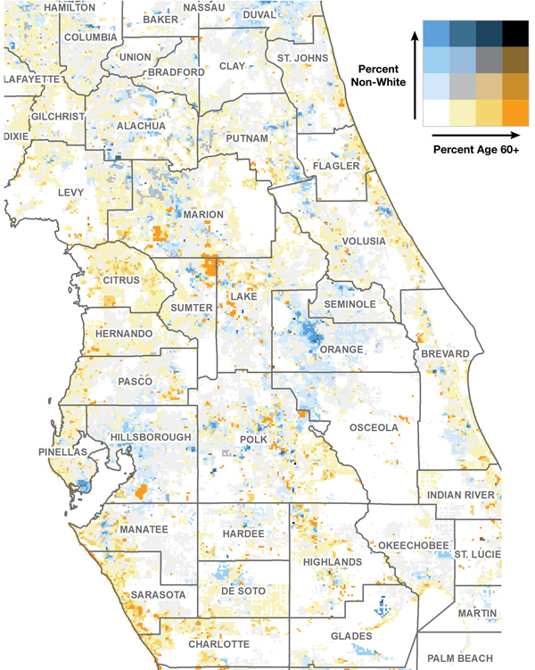 Figure 11. Sample map using the diagonal model. Data are from the 2010 US Census.