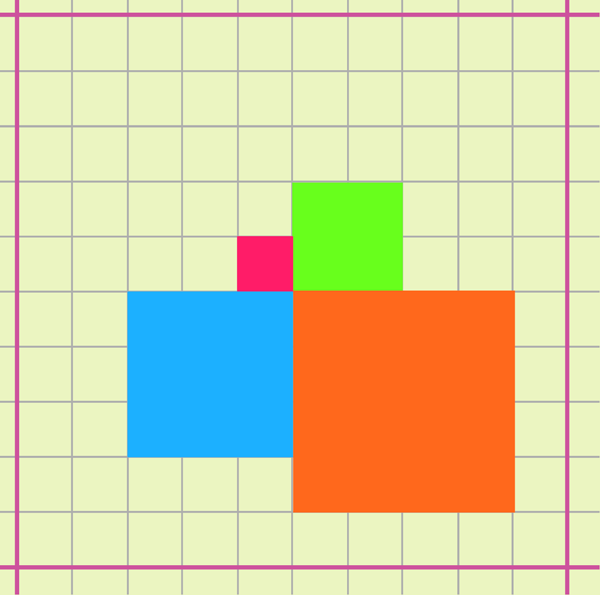 Figure 5. 1km grid (pink outline) over a 100m grid (gray). CDC SVI theme with the lowest vulnerability is represented by thesmallest glyph (pink), and highest vulnerability by largest glyph (orange).