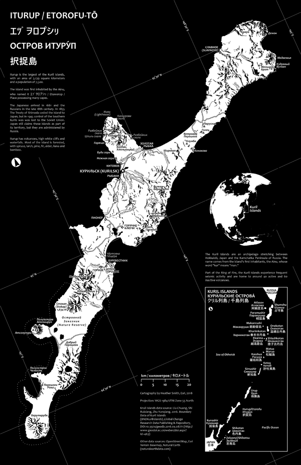 “The stark black and white contrast provides a fantastic figure-ground relationship, while careful attention to line weights really makes the various map features stand out.” —Martha Bostwick