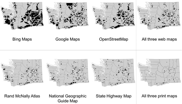 Figure 1. Empty spaces identified on each map using the manual method.