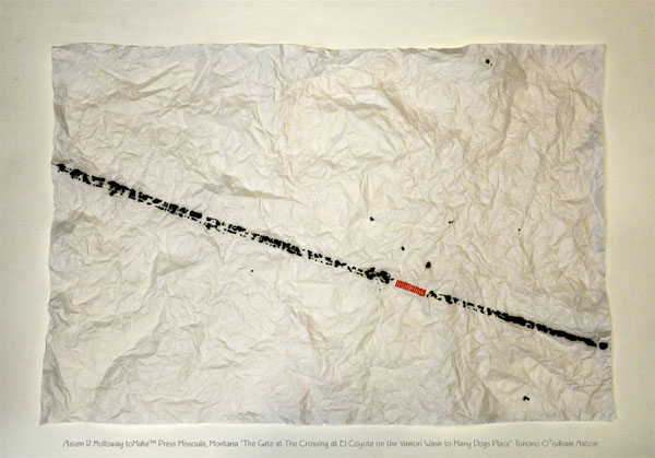 The Gate at the Crossing at El Coyote on the Vamori Wash to Many Dogs Place.