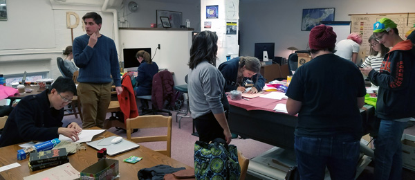 Figure 5. Tangible map quilting in the UW Cart Lab. Photo: Tanya Buckingham Andersen.
