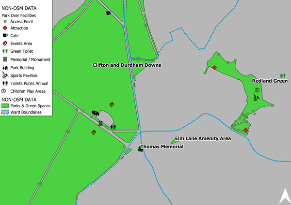 Figure 7. A map in QGIS, showing datasets before the addition of OSM data.