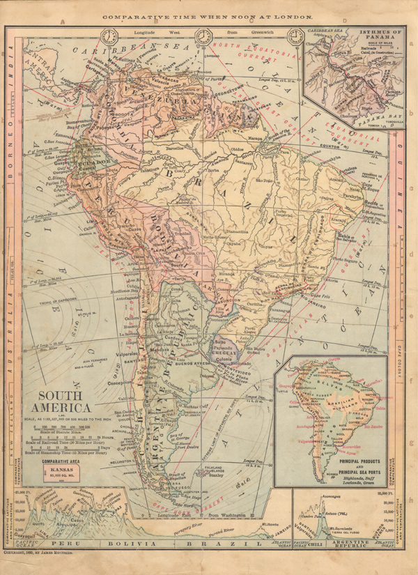 Figure 2. An 1885 full-page Monteith map, showing the use of all four margins and innovative symbology to provide contextual and comparative information.