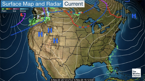 Figure 1. Two examples of “classic” maps from Weather.com.