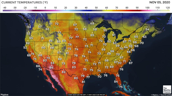 Figure 1. Two examples of “classic” maps from Weather.com.