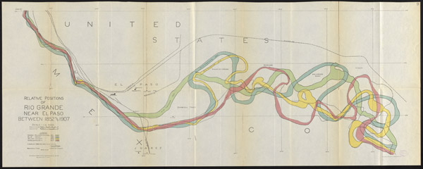 W. W. Follett, Relative Positions of Rio Grande Near El Paso Between 1852 and 1907 (International Boundary Commission, 1911).