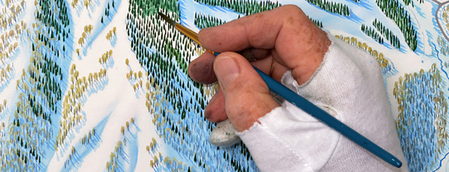 Figure 19. James Niehues painting trees one by one. Figure adapted from the interview by Kelly (2021). See how Niehues’s trees differ from Novat’s in Figure 8, middle, and Figure 20.