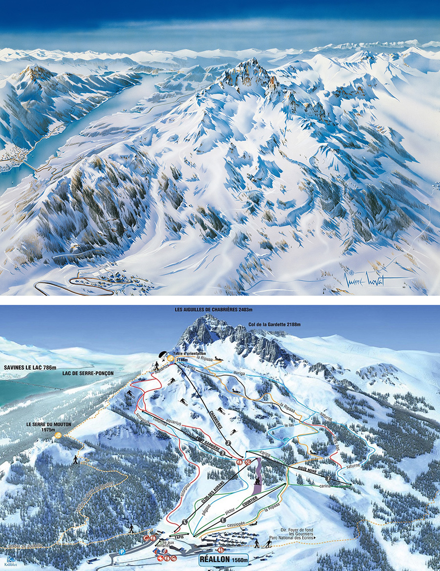Figure 26. Réallon. Top: Novat’s version (1990). Bottom: Kaliblue’s panorama for the 2011–2012 season. © Kaliblue.