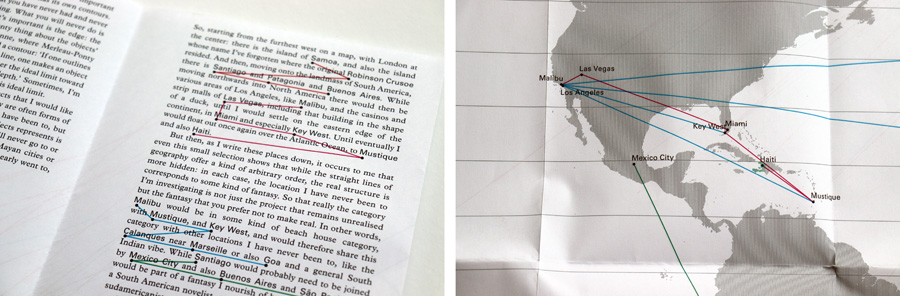 Figure 7. The use of color in Adam Thirlwell’s “Places I’ve Nearly Been to But Have Not.”