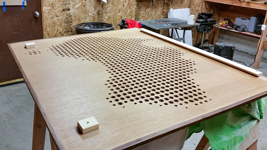 Figure 3. Back of map showing French cleat mount system.