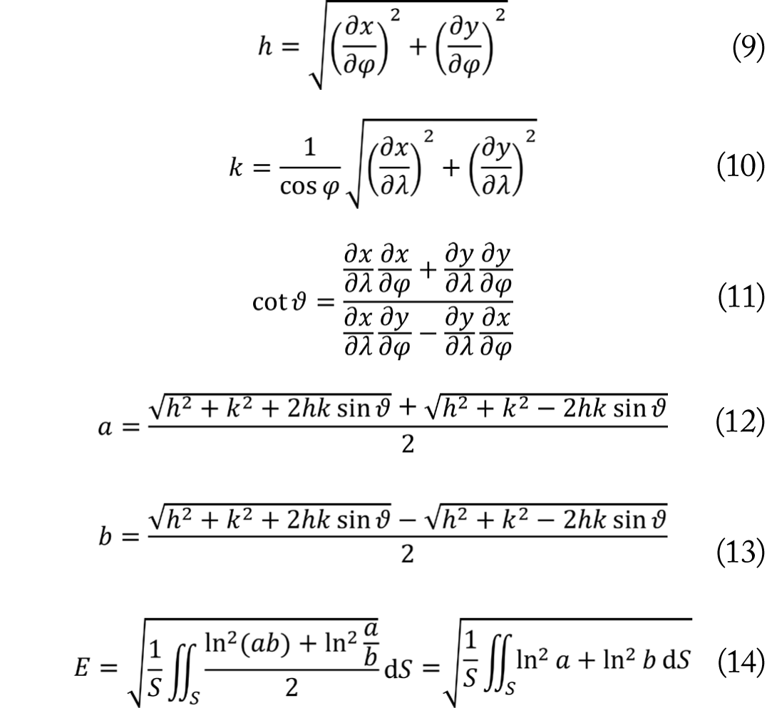 Equations 9 through 14