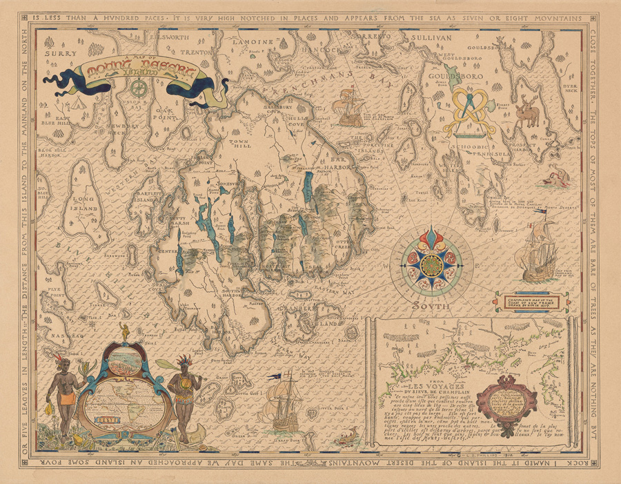 Figure 1. A Map of Mount Desert Island. Luther Phillips, 1932. Courtesy of the Penobscot Marine Museum.