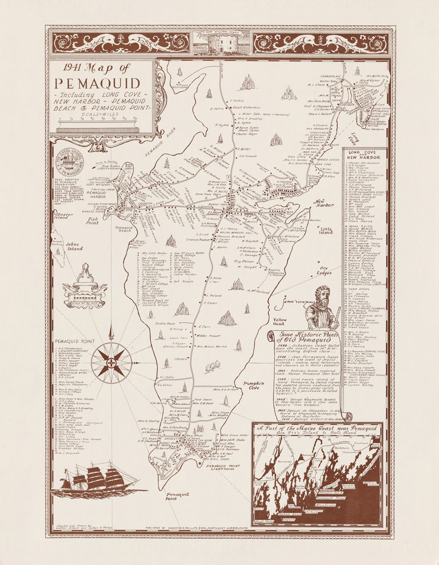 Figure 2. 1941 Map of Pemaquid. Walker Gilbert and Luther Phillips, 1941. Courtesy of the Penobscot Marine Museum.