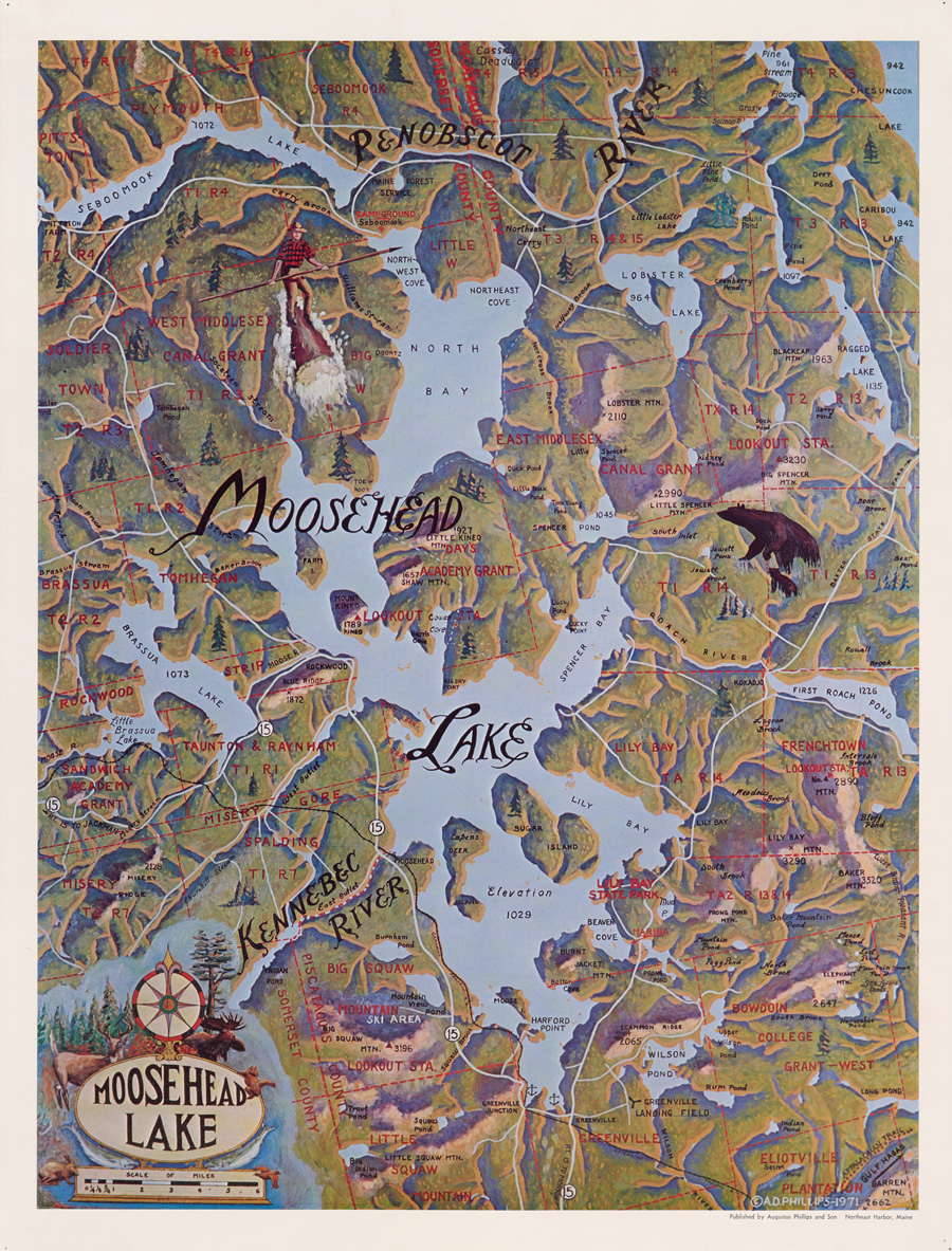 Figure 5. Moosehead Lake. Augustus Phillips, 1971. Courtesy of the Penobscot Marine Museum.