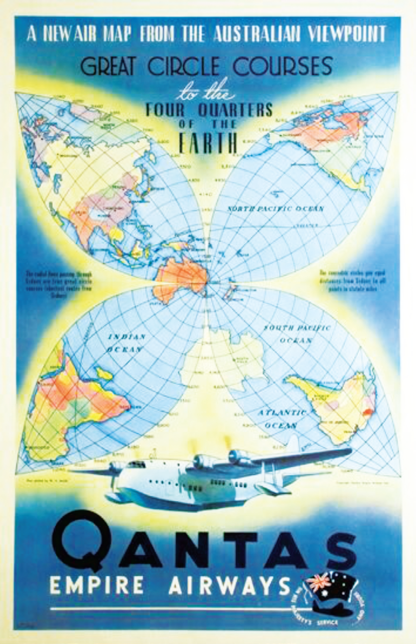 Figure 1. Qantas map from the 1940s (47).