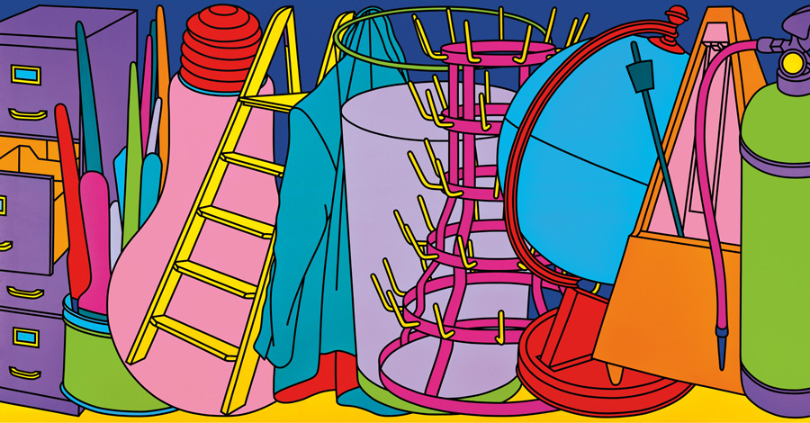 Full, 2000, Acrylic on canvas, 84 × 162 inches (213.4 × 411.5 cm). © Michael Craig-Martin. Courtesy the artist and Gagosian.
