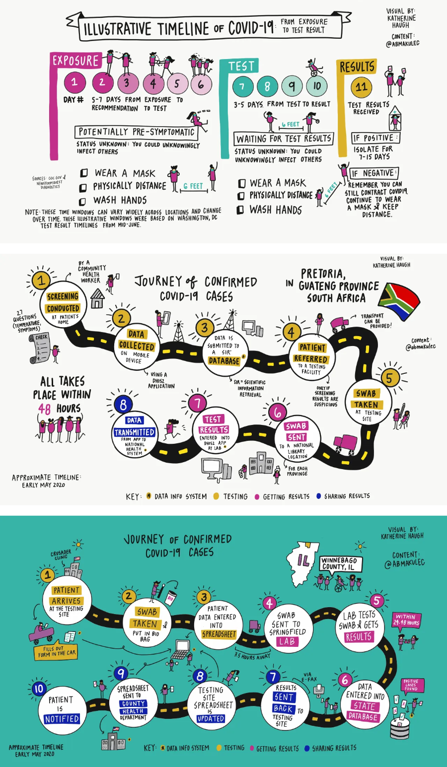 Figure 2. Figures by Katherine Haugh for Amanda Makulec’s story “How is COVID-19 Case Data Collected” (137).