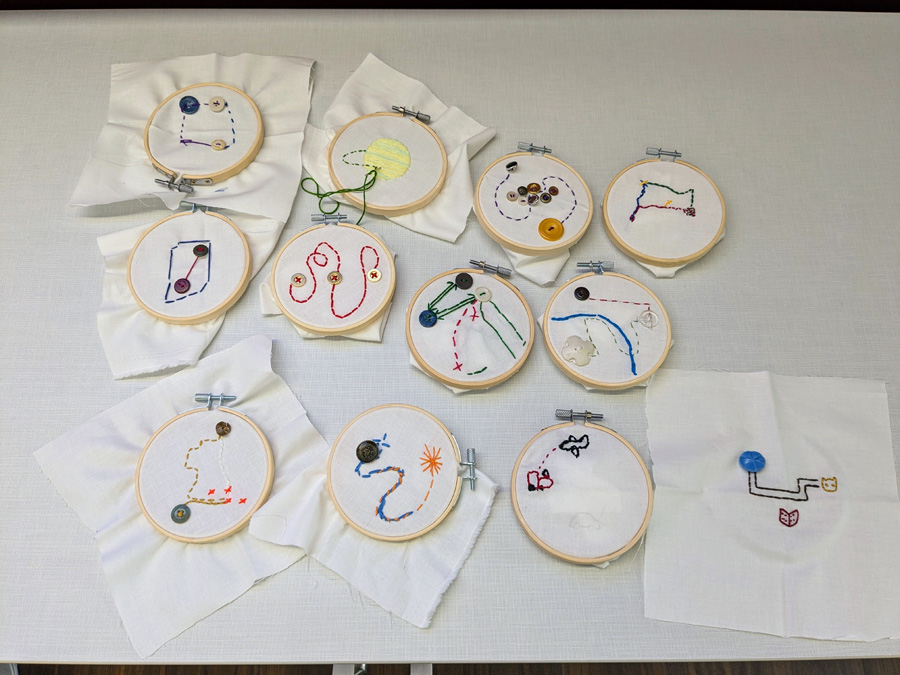 Figure 3. Embroidered maps created in the Map and GIS Librarianship course.