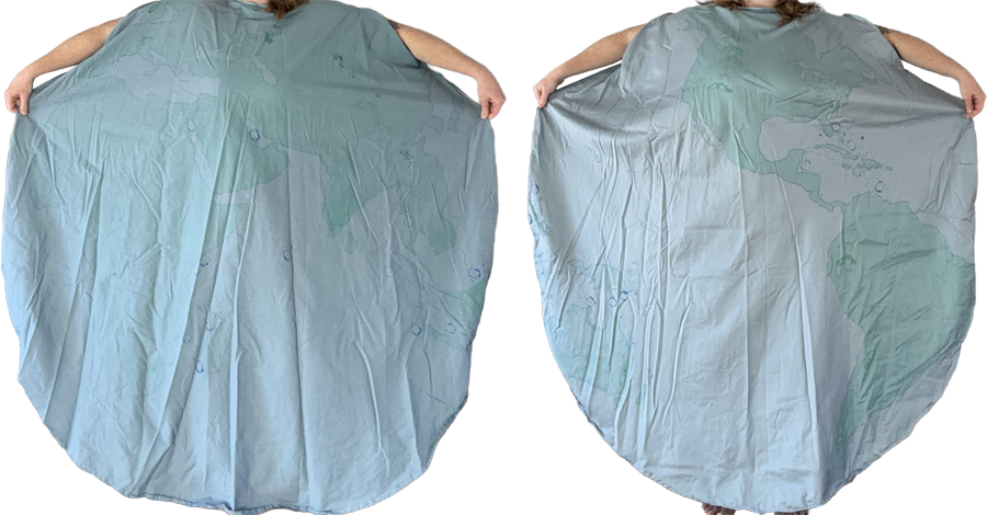 Figure 4. A “globe-like” circular caftan with hand-painted landforms.