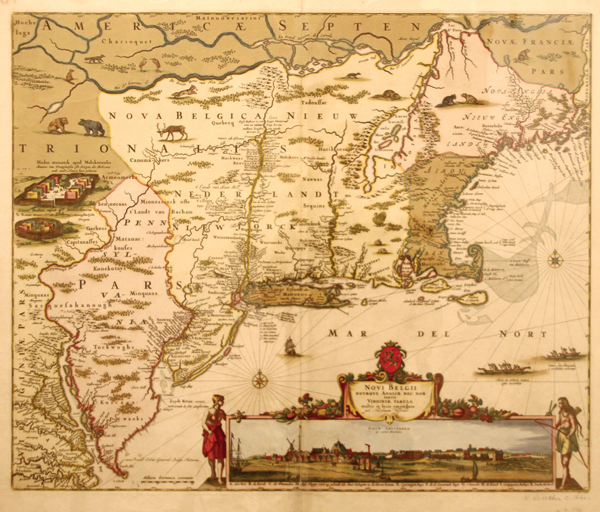 Figure 2. “Novi Belgii: Novaeque Angliae nec non partis Virginiae tabula multis in locis emendata.” Nicolas
Visscher. circa 1684. Brooklyn Historical Society Map Collection.