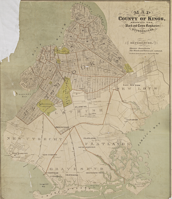 Figure 4. “Map of the county of Kings showing the ward and town boundaries.” 1869.
Brooklyn Historical Society Map Collection.
