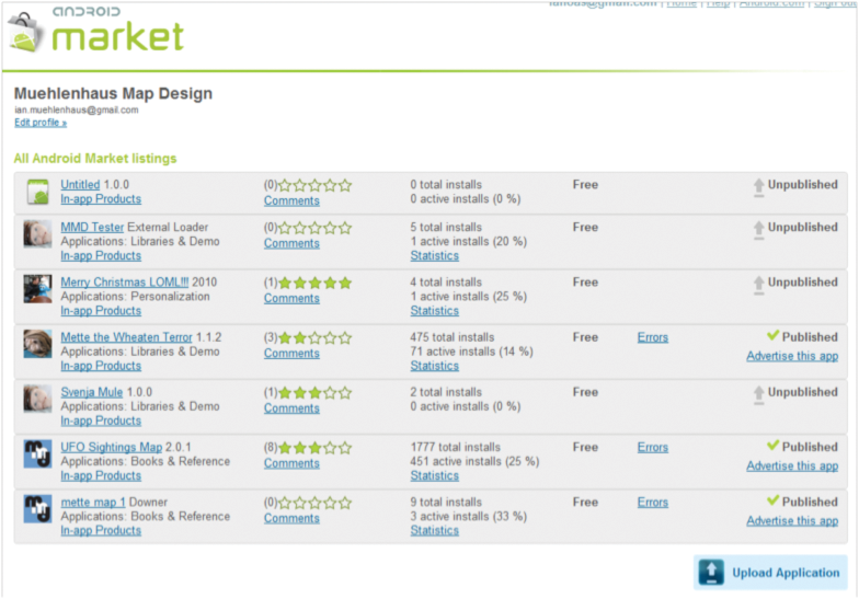 Figure 7. Android Market publishing screen.