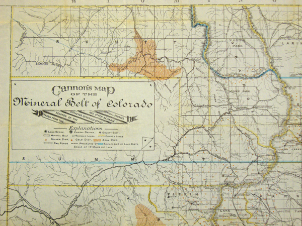 Figure 6. Cannon’s Map of the Mineral Belt of
Colorado (detail of northwestern Colorado).