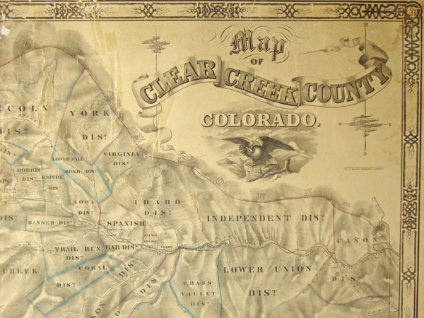 Figure 7. Map of Clear Creek County, Colorado. 1866. Theodore H. Lowe and Francis F. Bruné (detail)