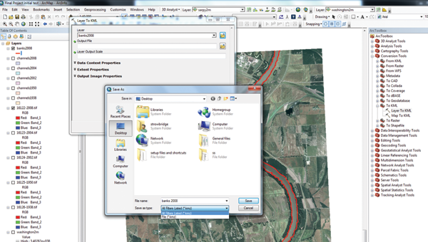 Figure 2. ArcMap exports to .kmz rather than to .kml format. A simple conversion is needed.