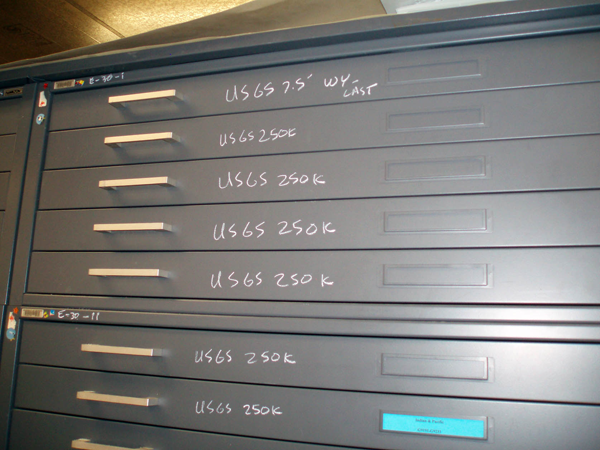 Figure 1. Map case drawers marked with China markers.