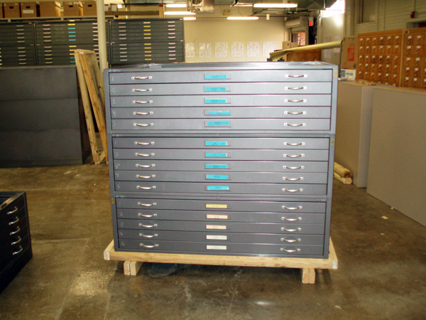 Figure 2. Map case on a wooden frame, ready to move.