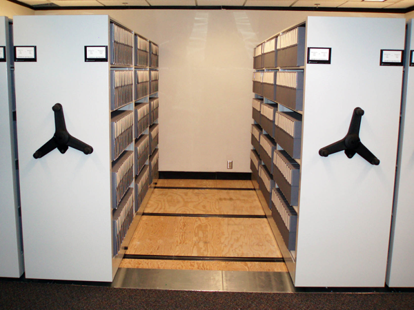 Figure 9. New compact shelving for our Georgia air photo collection. Note the
bare wood floor—still a work in progress.
