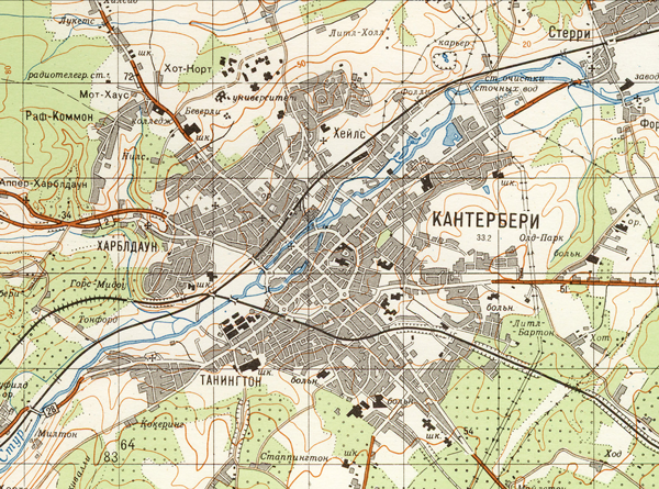 Figure 4: Extract from 1:50,000 topographic map sheet M-31-XXVII-A “Canterbury”
produced by the General Staff of the Soviet Armed Forces, 1981