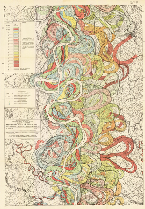Figure 5: Plate 22 Sheet 7 from a geological survey of the Mississippi Basin (Fisk 1944)