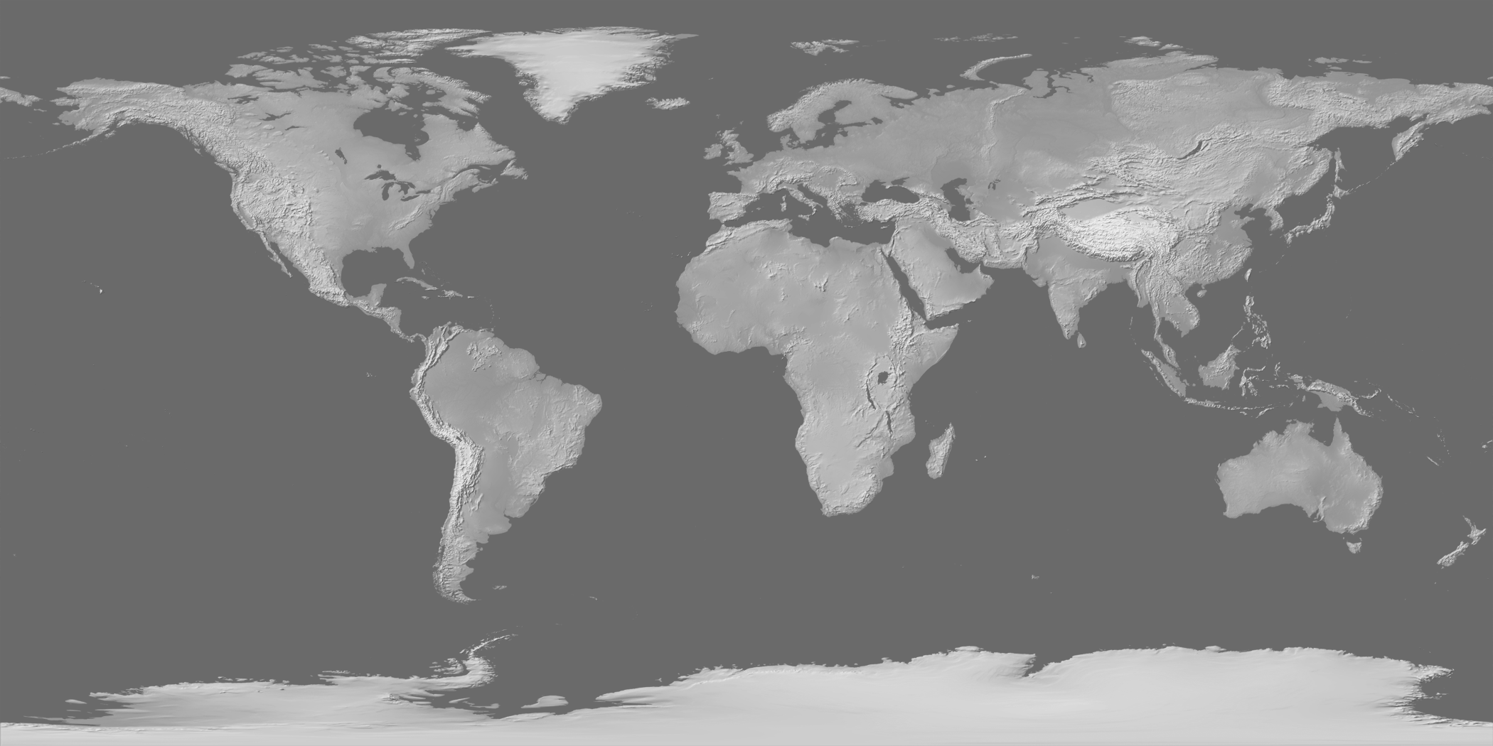 World Map With Height View Of The Design Of Gray Earth: A Monochrome Terrain Dataset Of The World  | Cartographic Perspectives