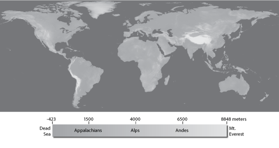 Figure 3. Hypsometric tints with a limited grayscale ramp.