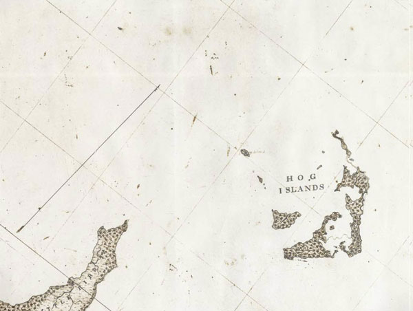 Figure 6: Western Shore / Isle Au Breton Sound from Deep Water Pt. to California
Pt. Louisiana. 1868-1869. U. S. Coast Survey by C. H. Boyd. Detail of photostat.