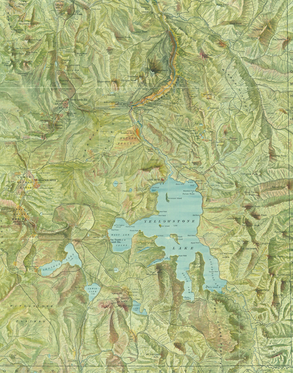 Figure 4: The Yellowstone National Park via the Northern Pacific
Railway (detail). 1898. Northern Pacific Railway Company.