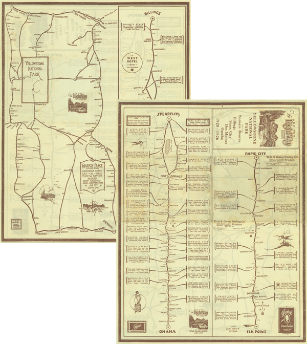 Figure 5: Yellowstone
National Park Sceneic
[sic] Routes. 1925. Edgar
Church.